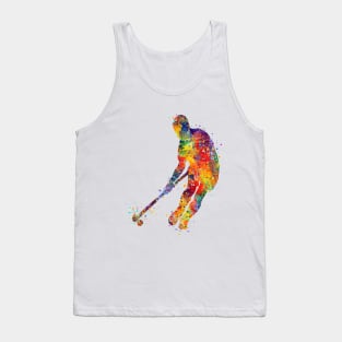 Boy Field Hockey Player Silhouette Tank Top